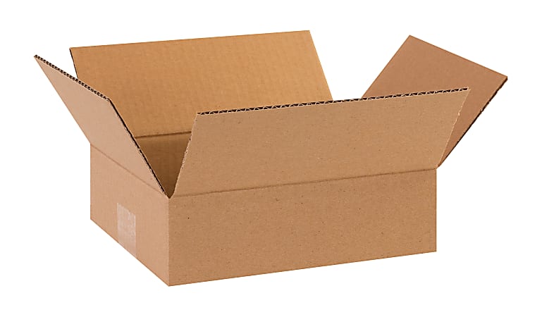 Partners Brand Flat Corrugated Boxes, 10" x 8" x 3", Kraft, Pack Of 25