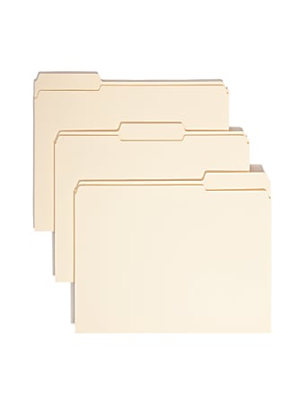 Smead&reg; Reinforced Tab File Folders, Letter Size, 1/3 Cut, Manila, Box Of 100 (10334)
