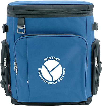 Custom Saratoga 18-Can Cooler Backpack, 15-1/2" x 12-1/2", Blue