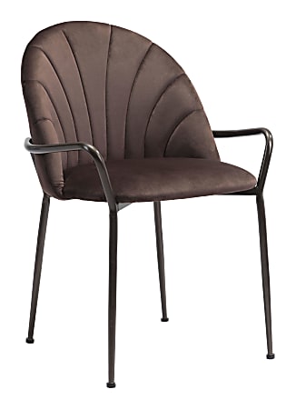 Zuo Modern Kurt Fabric Dining Accent Chairs, Dark Brown, Set Of 2 Chairs