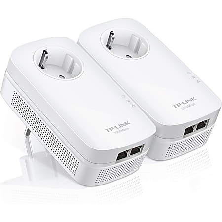 TP-Link&reg; AV2000 2-Port 2000 Mbps Gigabit Ethernet Passthrough Powerline Starter Kit