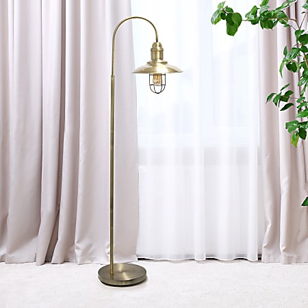 Lalia Home Modern Farmhouse Floor Lamp 63 12 H Antique Brass Office Depot