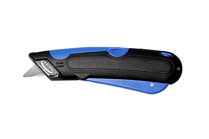 Cosco EasyCut Self-Retracting-Blade Safety Cutter, Black/Blue
