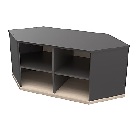 Inval Kratos™ Series 32"W Corner Storage Cabinet, Dark Gray/Maple