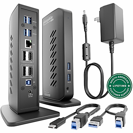 Plugable USB 3.0 and USB-C Dual 4K Display Docking Station with DisplayPort and HDMI  - UD6950Z