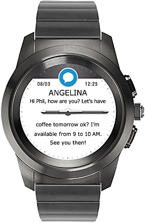 MyKronoz ZeTime Elite Hybrid Smartwatch Petite Brushed TitaniumModern Link KRZT1PE BTI TIMOD Office Depot