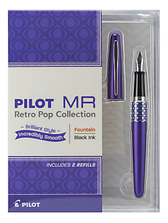 Pilot® Metropolitan Retro Pop Fountain Pen, Fine Point, Purple Ellipse Barrel, Black Ink
