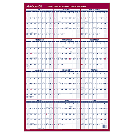 AT-A-GLANCE® Vertical Reversible Erasable Academic/Regular-Year Wall Calendar, 36" x 24", PM210S28