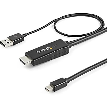 StarTech.com 6ft (2m) HDMI to Mini DisplayPort Cable 4K 30Hz - Active HDMI to mDP Adapter Cable with Audio - HD2MDPMM2M