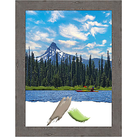Amanti Art Picture Frame, 21" x 27", Matted For 18" x 24", Rustic Plank Gray Narrow