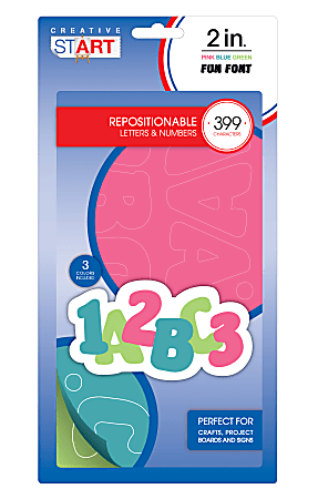 Creative Start® Vinyl Peel & Stick Letters And Numbers, 2", Block, Pink/Blue/Green, Pack Of 399