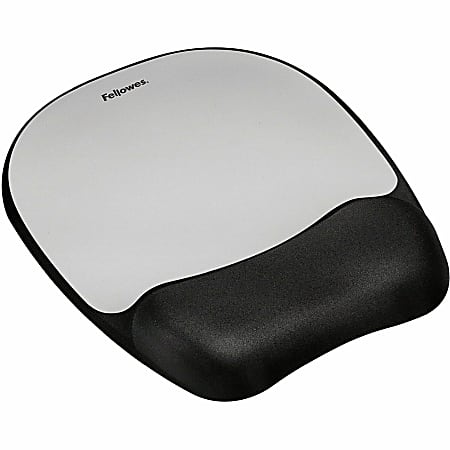 Fellowes Memory foam Mouse Pad/Wrist Rest- Silver Streak - Silver Streak - 1"x7.9"x9.3" Dimension - Silver - 9175801
