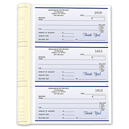 Custom Carbonless Business Forms, Pre-Formatted 3-Part Receipt Books, 6 1/2” x 8 1/2”, White/Canary/Pink, 252 Sets Per Book, Box Of 2