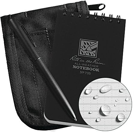 Rite In The Rain® Pocket Top-Spiral Notebook Kit, 3" x 5", Black