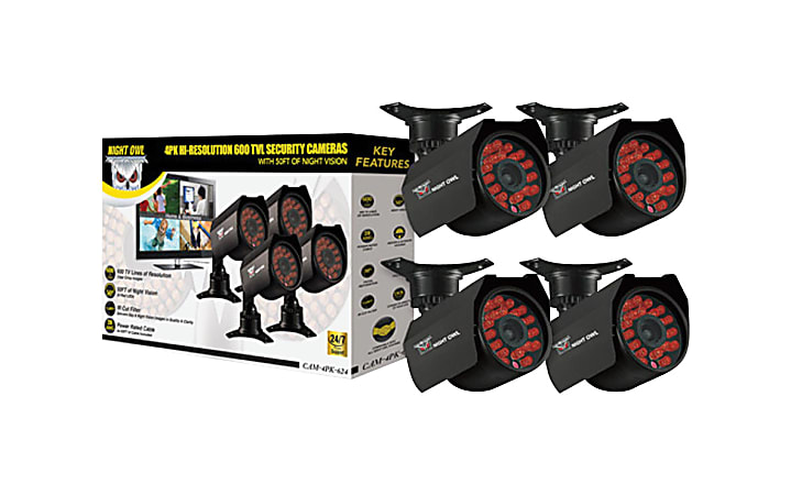 Night Owl High-Resolution Indoor/Outdoor Security Cameras, Pack Of 4, CAM-4PK-624