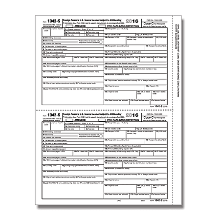 ComplyRight 1042-S Inkjet/Laser Tax Forms, Copy C, For Federal Tax Return, 1-Part, 8 1/2" x 11", Pack Of 50