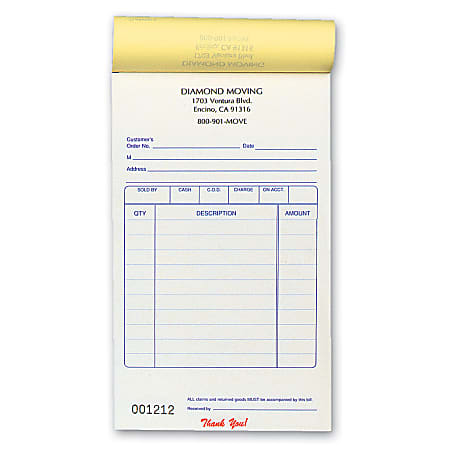 Custom Pre-Formatted 2-Part Business Forms, Multi-Purpose Sales Book, 4 1/4” x 7”, White/Canary, 50 Sets Per Book, Box Of 10 Books