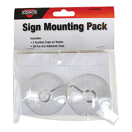 Cosco® Sign-Hanging Accessory Kit, 2 Suction Cups and 20 Adhesive Pads 