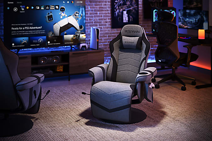 Respawn 900 Racing Style Ergonomic Fabric Recliner Computer Gaming Chair Gray Office Depot