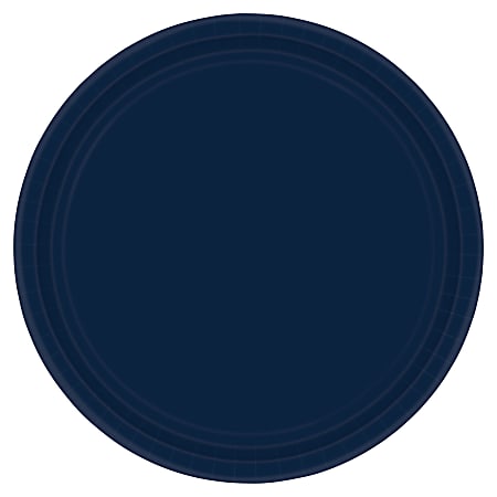 Amscan Round Paper Plates, 9", True Navy, Pack of 80 Plates