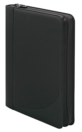 FORAY™ Faux Leather 3-Ring Padfolio With Calculator, Black