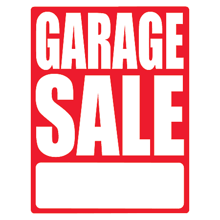 Cosco Sign Vinyl Decals, Garage Sale, 8 1/2" x 11", Pack Of 3 With Price Stickers