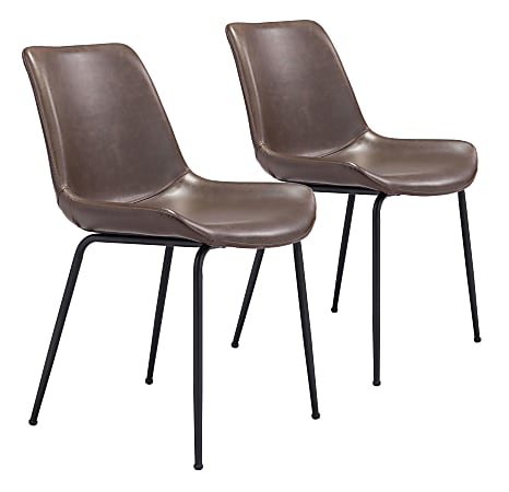 Zuo Modern Byron Dining Chairs, Brown/Black, Set Of 2 Chairs