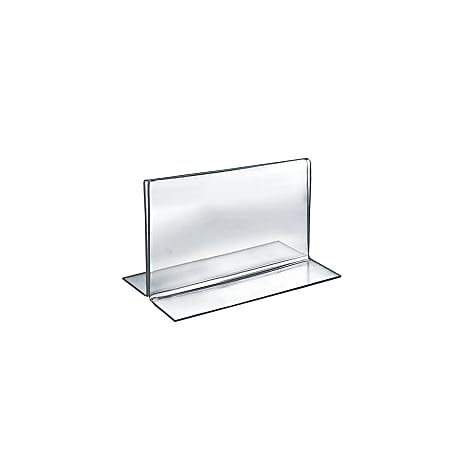 Azar Displays Double-Foot Acrylic Sign Holders, 5" x 7", Clear, Pack Of 10