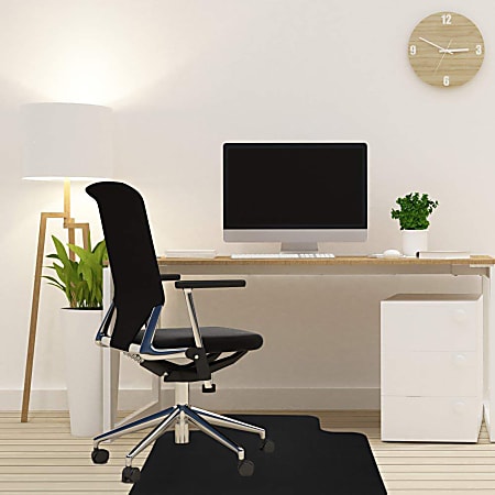 Mind Reader Office Chair Mat for Hardwood Floors PVC Under Desk Floor Protector 0.125 H x 35 12 W x 47 12 D Black Set Of 2 Mats Office Depot