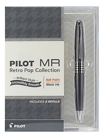 Pilot® Metropolitan Retro Pop Ballpoint Pen, Medium Point, 1.0 mm, Gray Houndstooth Barrel, Black Ink