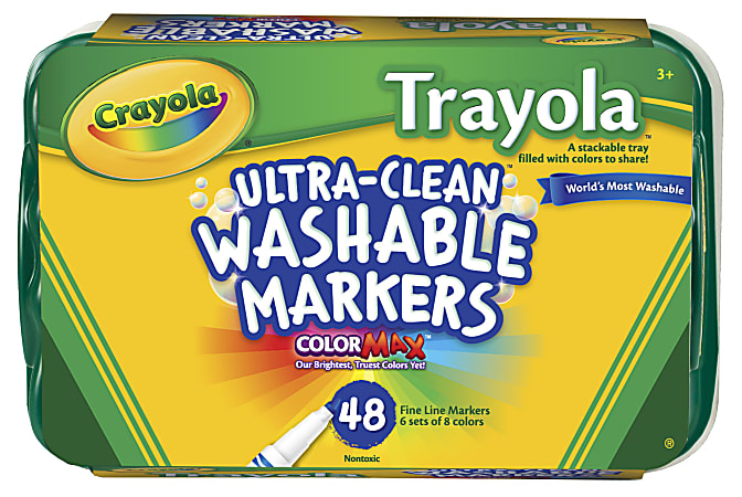 Crayola® Trayola™ Washable Markers Set, Fine Tip, Assorted Colors, Box Of 48