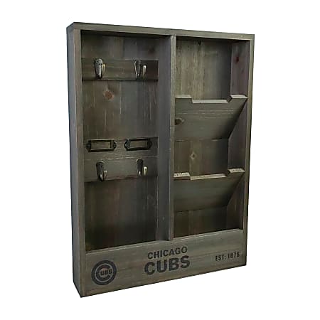 Imperial MLB Wall Mounted Wood Organizer, 19”H x 14-1/4”W x 2-3/4”D, Chicago Cubs
