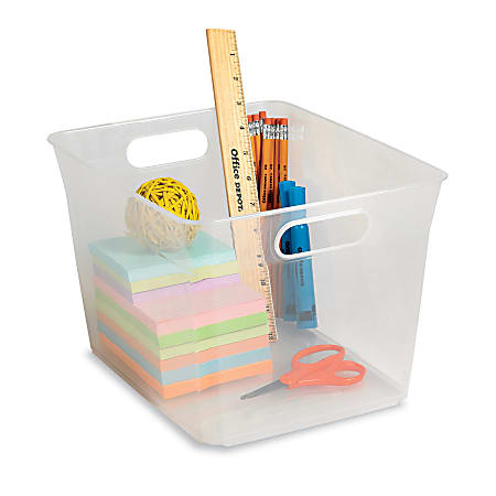 Office Depot® Brand Plastic Storage Basket, 12.2 Quarts, Clear