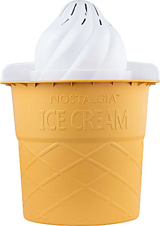 Nostalgia 4-Quart Swirl Cone Ice Cream Maker, Vanilla White