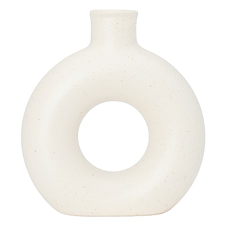Anji Mountain Donut Vase, 8-1/2”H x 8”W x 2-1/2”D, White