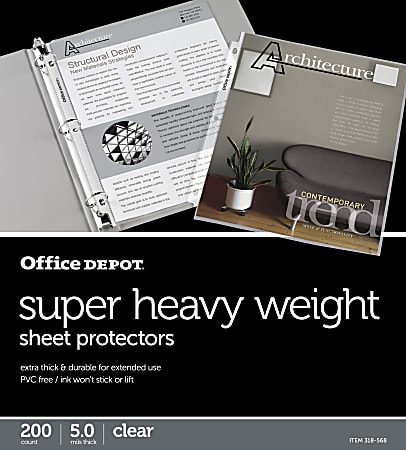 8-1/2" x 11" Office Depot Brand Super Heavyweight Sheet Protectors Clear Non 