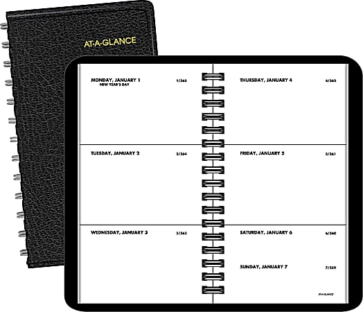 AT-A-GLANCE Weekly Pocket Planner, 2 1/2" x 4 1/2", 30% Recycled, Black, January–December 2016
