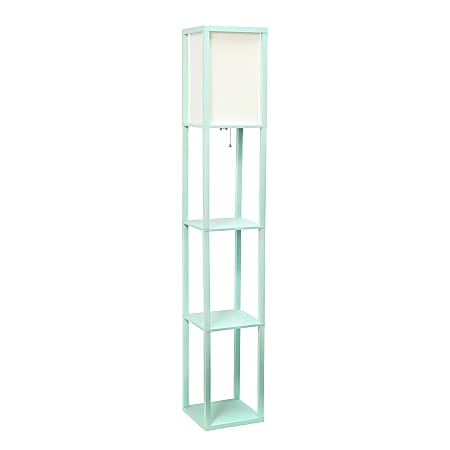 Simple Designs Floor Lamp With Etagere Organizer, 62-3/4"H, White Shade/Aqua Base