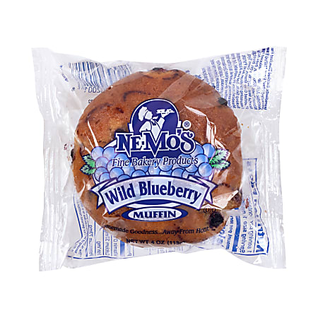 Nemos Wild Blueberry Muffins, 4 Oz, Pack Of 12 Muffins
