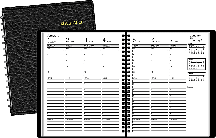 AT-A-GLANCE 30% Recycled 13-Month Weekly Appointment Book, Full Weekend Edition, 6 7/8" x 8 3/4", Black, January 2016-January 2017
