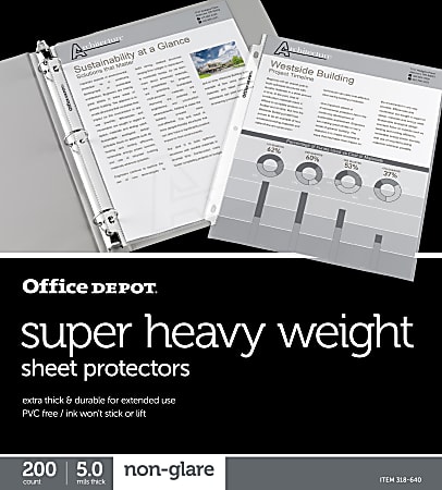 Office Depot® Brand Super Heavyweight Sheet Protectors, 8-1/2" x 11", Non-Glare, Box Of 200
