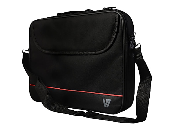 V7 Essential - Notebook carrying case - 16" - black with red accents