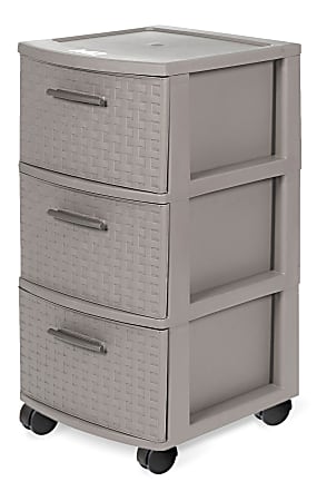 Inval Poly 3 Drawer Rolling Storage Cart 26 x 12 58 x 15 Taupe - Office  Depot