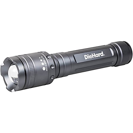 DieHard® 2,400-Lumen Battery-Powered Twist Focus Flashlight, 9” x 2” x 2”, Black