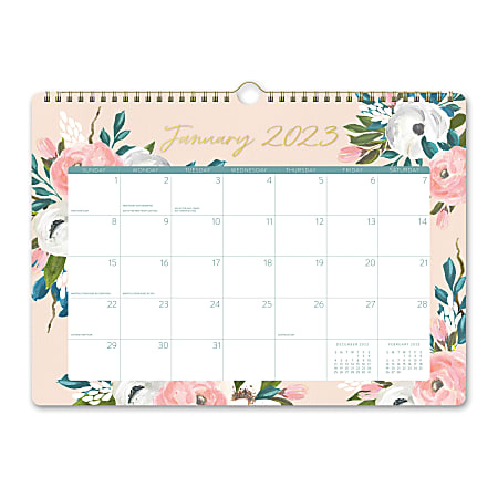 Orange Circle Studio Deluxe Monthly Wall Calendar 9 1516 x 13 34 Bella