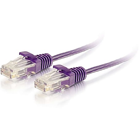 C2G 3ft Cat6 Snagless Unshielded (UTP) Slim Ethernet Cable - Cat6 Network Patch Cable - PoE - Purple - 3 ft Category 6 Network Cable for Network Device - First End: 1 x RJ-45 Network - Male - Second End: 1 x RJ-45 Network - Male - Patch Cable
