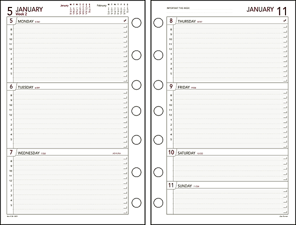 Day Runner Express Planning Pages, 5 1/2" x 8 1/2", 2 Pages Per Week, 60% Recycled, January–December 2016