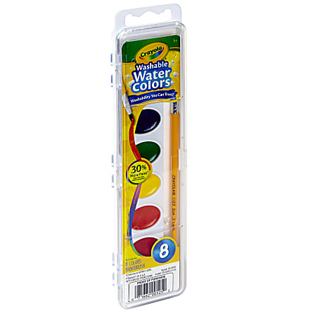 Complete Set of 30 Paint Brushes Bundle with 6 Crayola Washable Kids Paint