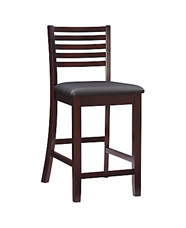 Linon Mica Faux Leather Counter Stool, Espresso/Dark Brown