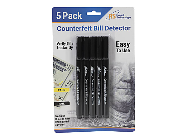 Royal Sovereign - Money detector pen - black, yellow (pack of 5)